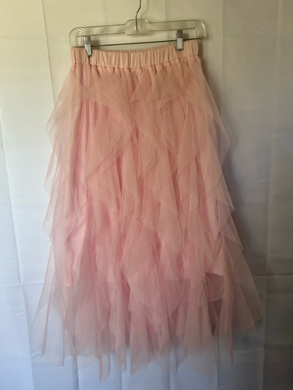Pink Tulle Ruffle Midi Skirt - Size M - Picture 3 of 4